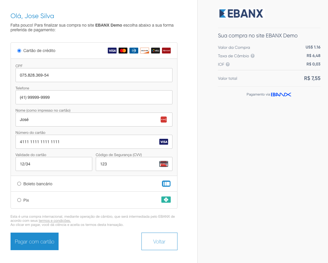 Shopify EBANX Payment Page